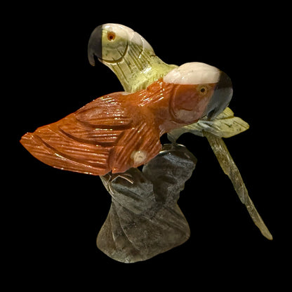 The Andean Duet: Hand - Carved Stone Macaws - From The Andes
