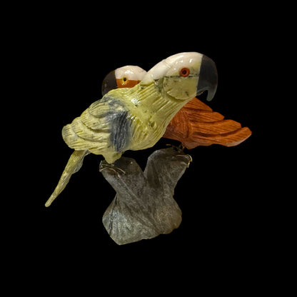 The Andean Duet: Hand - Carved Stone Macaws - From The Andes