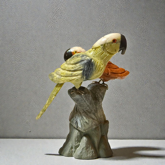 The Andean Duet: Hand - Carved Stone Macaws - From The Andes