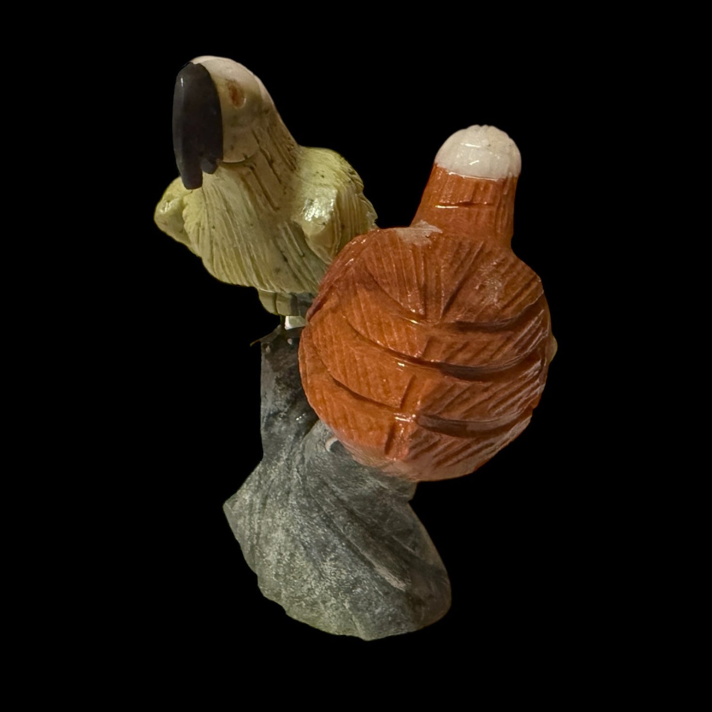 The Andean Duet: Hand - Carved Stone Macaws - From The Andes