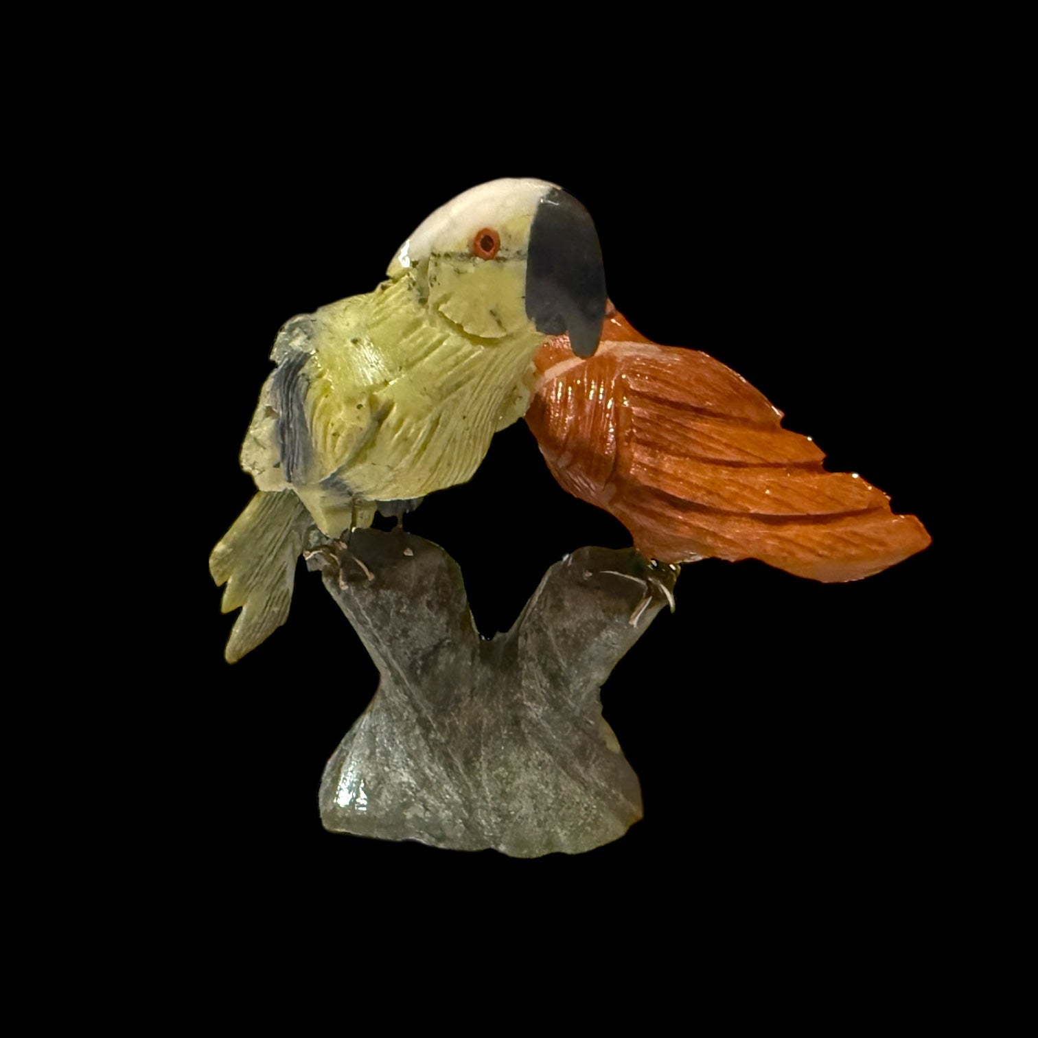 The Andean Duet: Hand - Carved Stone Macaws - From The Andes