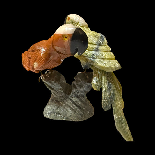 The Andean Duet: Hand - Carved Stone Macaws - From The Andes