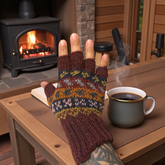 The Boulder Alpaca Fingerless Gloves - From The Andes