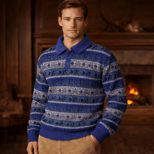 Park City Alpaca Jacquard Polo Sweater - From The Andes
