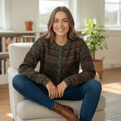 The Vienna Alpaca Jacquard Cardigan - From The Andes