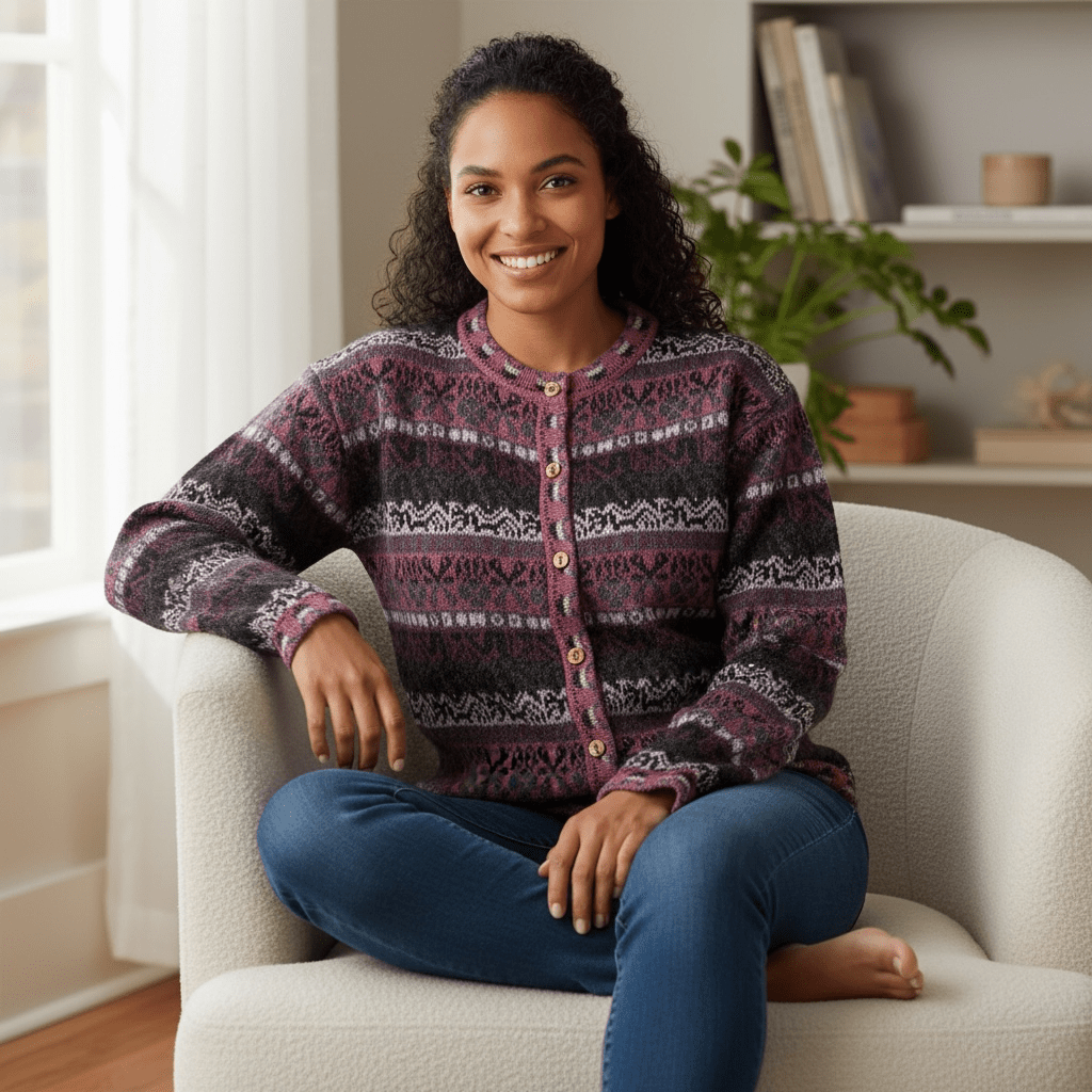 The Vienna Alpaca Jacquard Cardigan - From The Andes