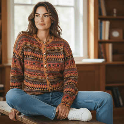 The Vienna Alpaca Jacquard Cardigan - From The Andes