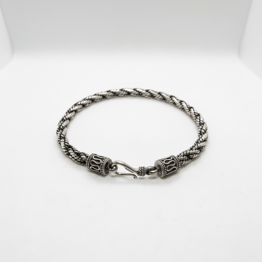 Thick Weave Foxtail Bracelet: Artisan Silver from Bali - From The Andes