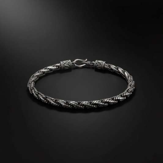 Thick Weave Foxtail Bracelet: Artisan Silver from Bali - From The Andes
