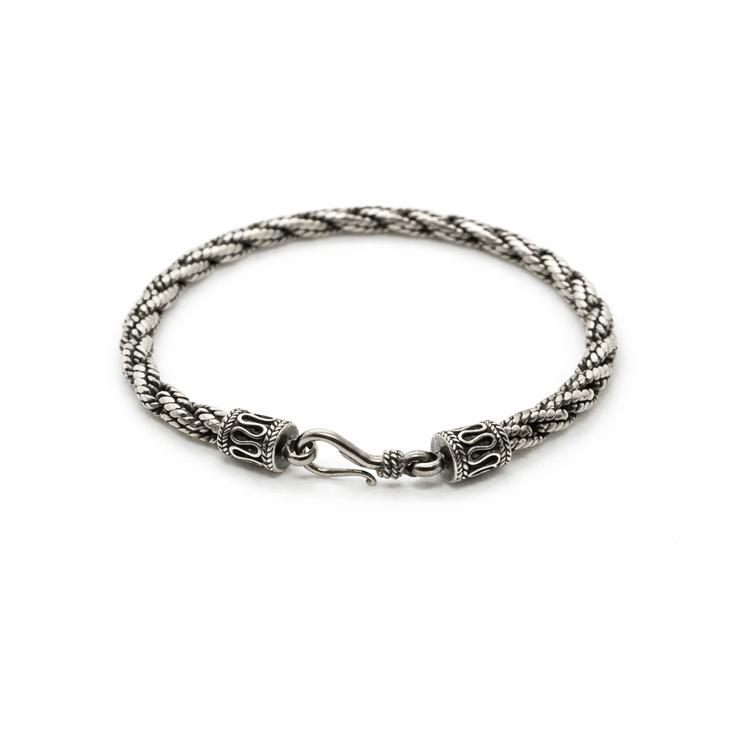 Thick Weave Foxtail Bracelet: Artisan Silver from Bali - From The Andes