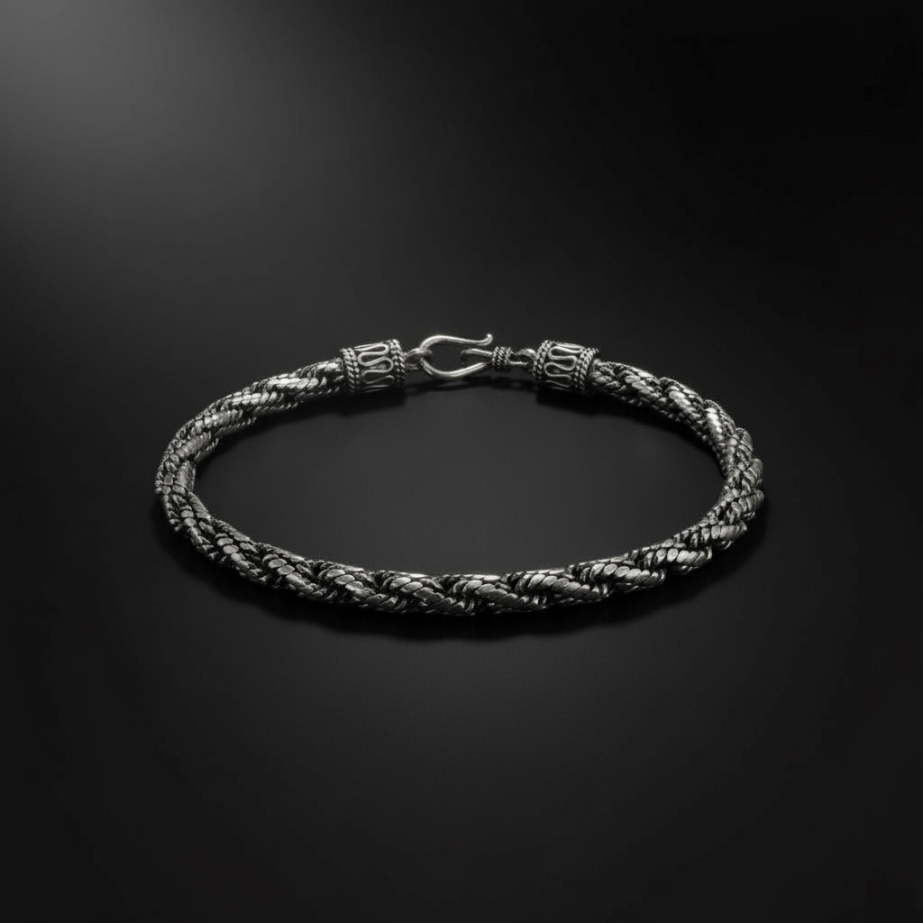 Thick Weave Foxtail Bracelet: Artisan Silver from Bali - From The Andes