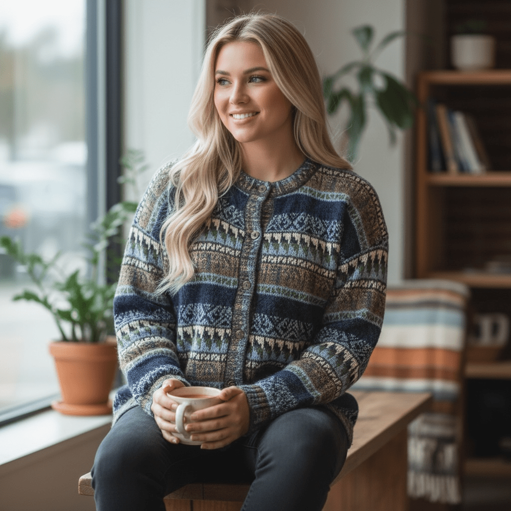 VIENNA Alpaca Jacquard Cardigan - From The Andes