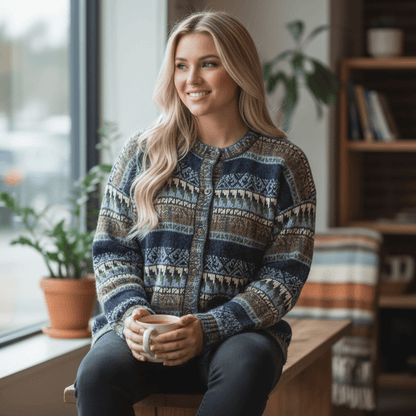 VIENNA Alpaca Jacquard Cardigan - From The Andes