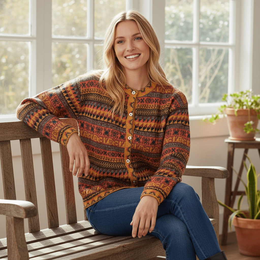 VIENNA Alpaca Jacquard Cardigan - From The Andes