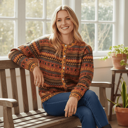 VIENNA Alpaca Jacquard Cardigan - From The Andes