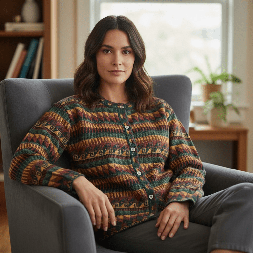 VIENNA Alpaca Jacquard Cardigan - From The Andes