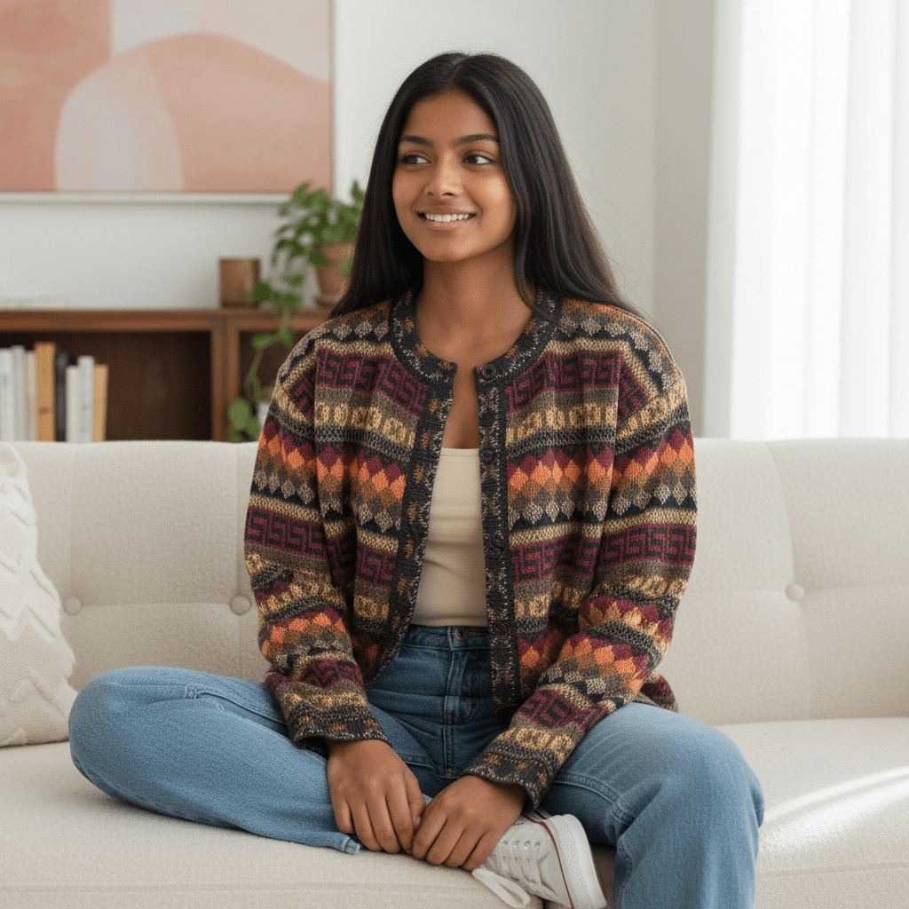 VIENNA Alpaca Jacquard Cardigan - From The Andes