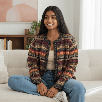 VIENNA Alpaca Jacquard Cardigan - From The Andes