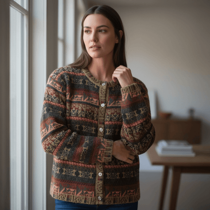 VIENNA Alpaca Jacquard Cardigan - From The Andes