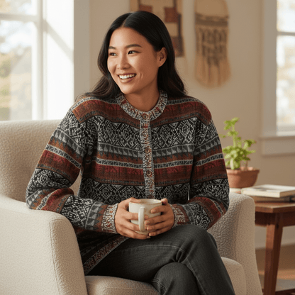VIENNA Alpaca Jacquard Cardigan - From The Andes