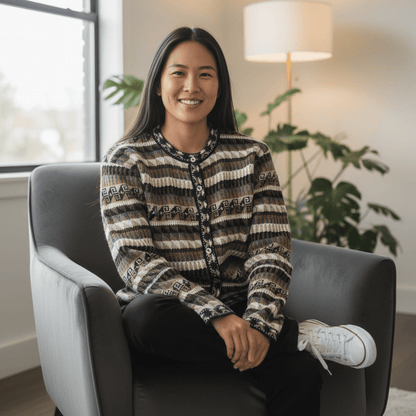 VIENNA Alpaca Jacquard Cardigan - From The Andes