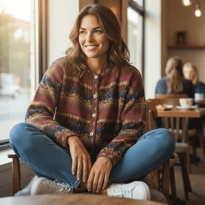 VIENNA Alpaca Jacquard Cardigan - From The Andes