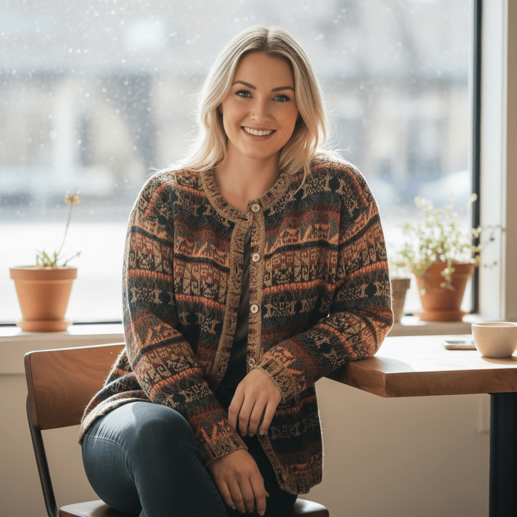 VIENNA Alpaca Jacquard Cardigan - From The Andes