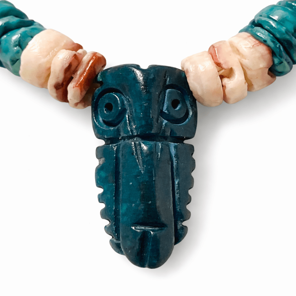 Vintage Andean Chaquira Necklace | Carved Stone Owl (c. 1990s) - From The Andes