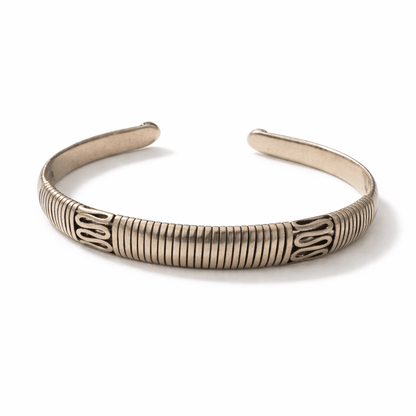 Vintage Balinese Sterling Silver Coil Wrap Cuff Bracelet - From The Andes