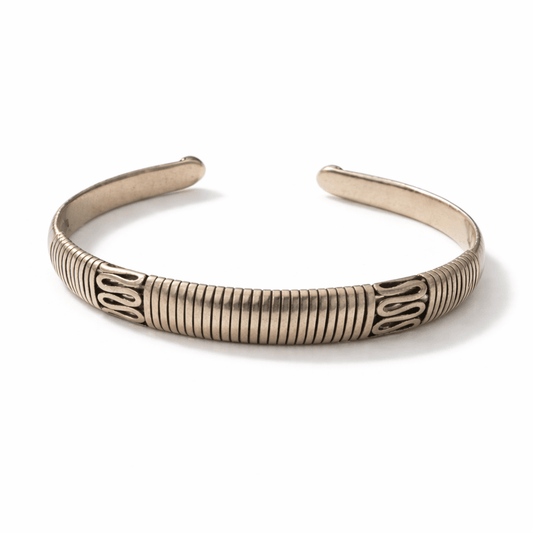 Vintage Balinese Sterling Silver Coil Wrap Cuff Bracelet - From The Andes