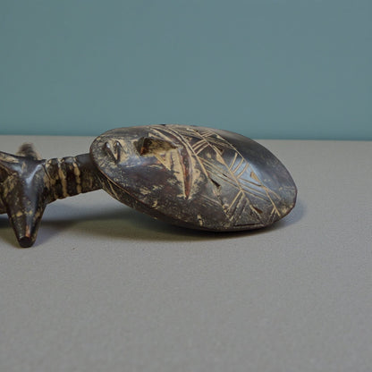 Vintage Double - Sided Akua’ba Figure (14.5") | Geometric Verso - From The Andes