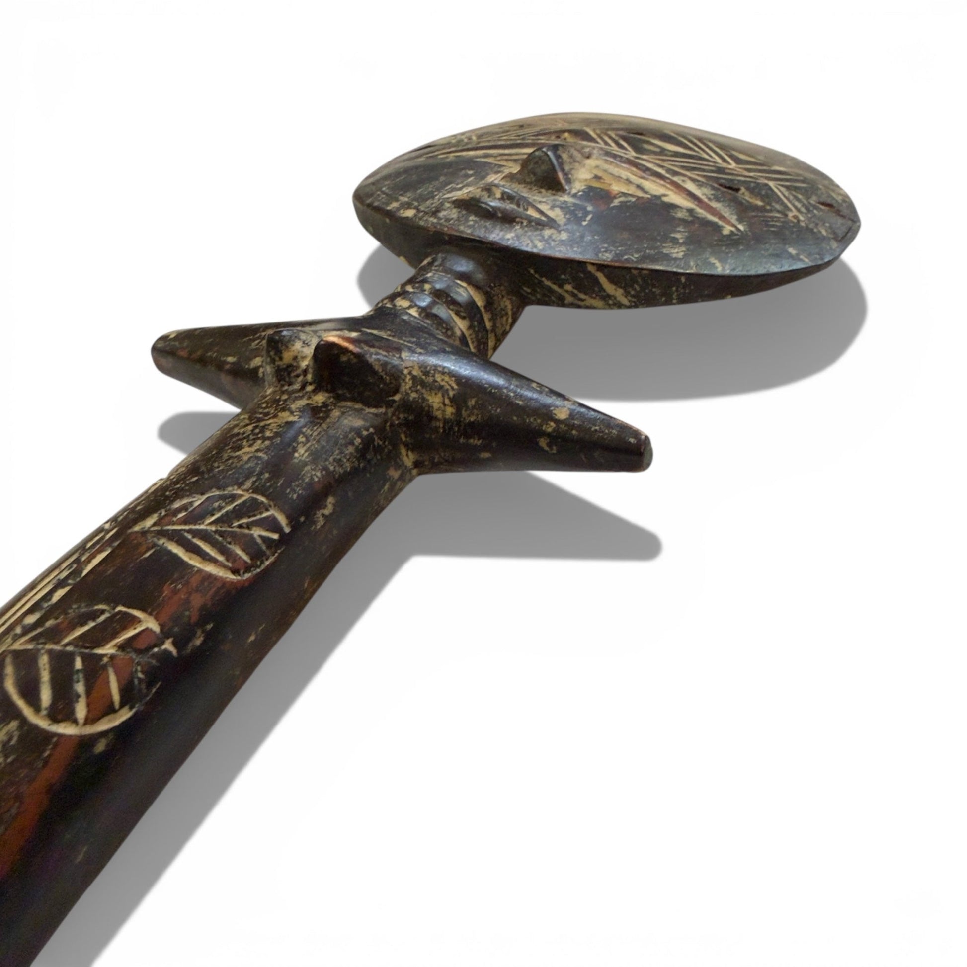 Vintage Double - Sided Akua’ba Figure (14.5") | Geometric Verso - From The Andes