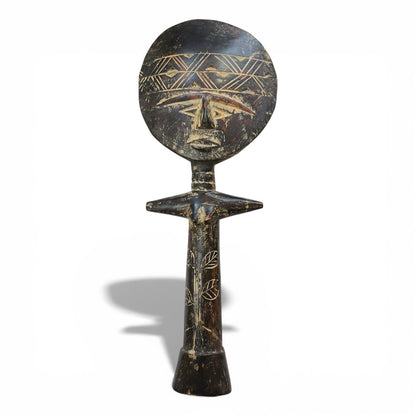 Vintage Double - Sided Akua’ba Figure (14.5") | Geometric Verso - From The Andes