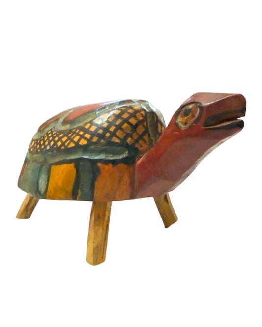 Vintage Guatemalan Hand - Carved Turtle Sculpture - From The Andes