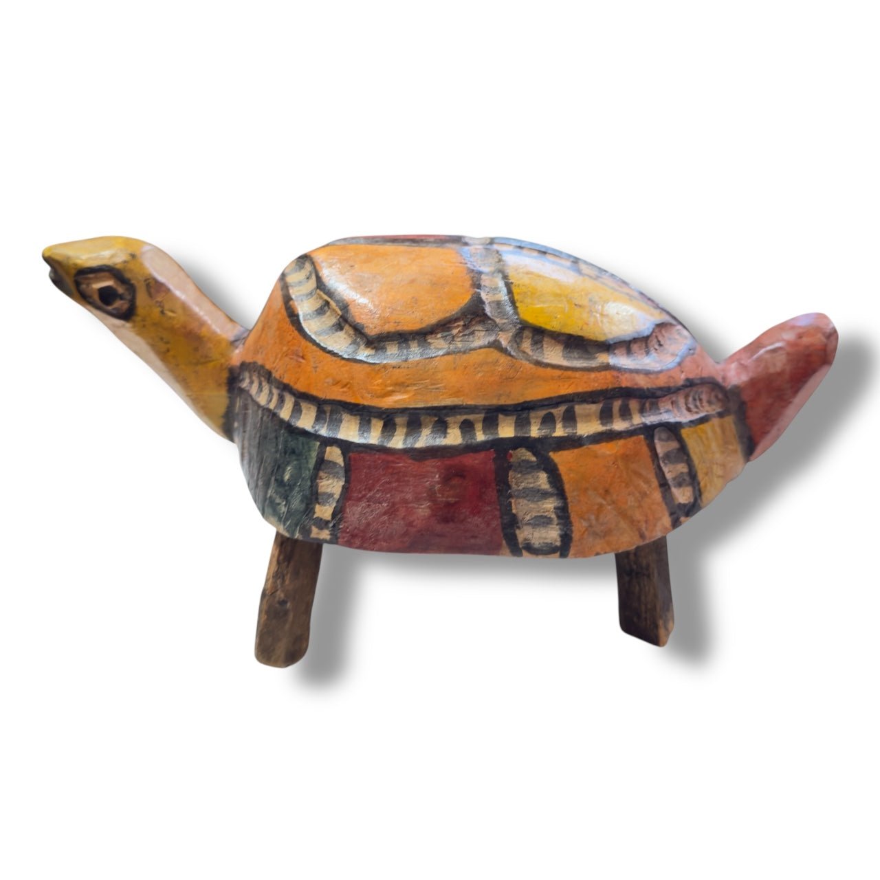 Vintage Guatemalan Hand - Carved Turtle Sculpture - From The Andes