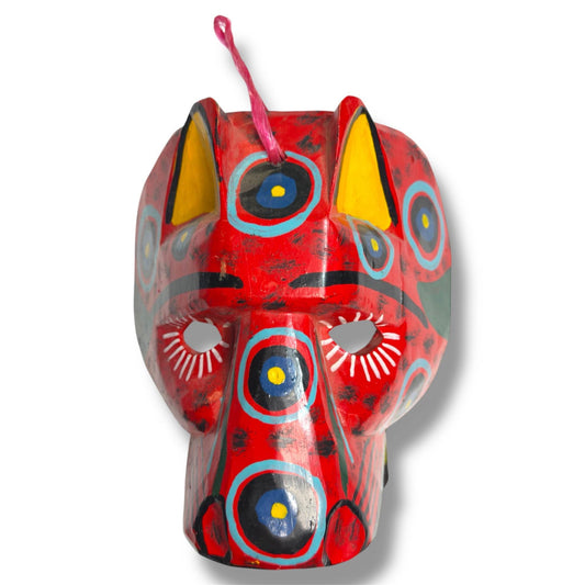 Vintage Guatemalan Red Jaguar Mask - From The Andes