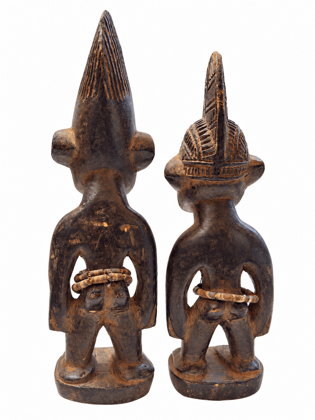 Yoruba-Style Twin Figures, Carved Wooden Pair - From The Andes