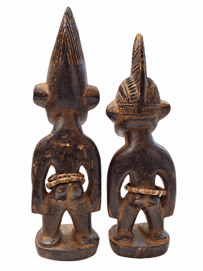 Yoruba-Style Twin Figures, Carved Wooden Pair - From The Andes